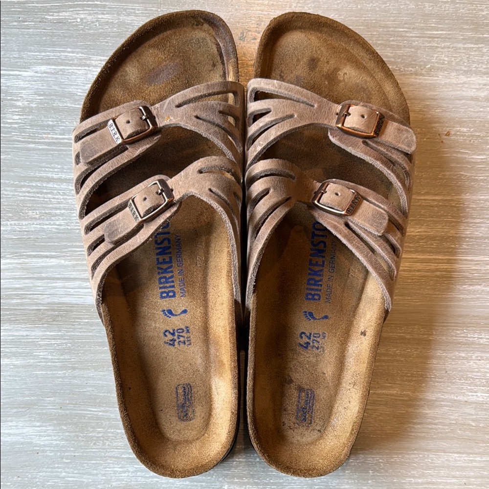 Birkenstock Tan Suede Slip-On Sandals